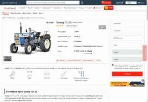 Get Swaraj 735 tractor at Khetigaadi - The Swaraj 735 FE model is innovated in India by Swaraj tractors. It features a 39 hp .