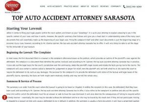 Sarasota Auto Accident Lawyer  Spinner Law Firm - One of the most important aspects of the early parts of the case is known as the answer, though some states use a different word for this type of document. According to Mr. Spinner, the top auto accident lawyer Sarasota has to offer, the answer will address each paragraph in the complaint, and each separate response will ordinarily take one of three different forms: admitted, denied, insufficient knowledge to admit or deny.