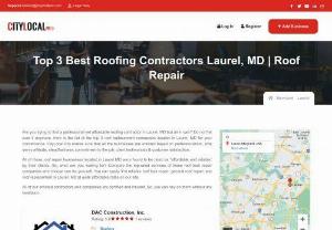 best affordable Roof repair service Laurel MD - Trying to find a professional yet affordable roof repair & replacement service in Laurel MD but all in vain? Do not fret over it anymore, here is the list of 5 best roof repair companies in Laurel MD for you! Citylocal Pro makes sure that all the businesses are ranked on the basis of professionalism, time savvy attitude, steadfastness, commitment to job, reputation & client testimonials, index of customer satisfaction, and emergency roof repair services.