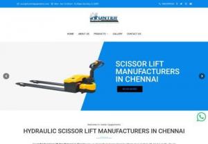 Hydraulic Lifts Manufacturers in Chennai - Sccissors Lifts Manufacturers in Chennai - Hunter Equipments - Best Hydraulic Lifts Manufacturers in Chennai. We are renowned as the leading Sccissors Lifts Manufacturers in Chennai & Hydraulic Goods Elevators Manufacturers in Chennai. Our products are Industrial stacker, Pallet truck, drum handling equipments, Dock leveller, Die loader, Car parking solutions, Lifting table, car lift.