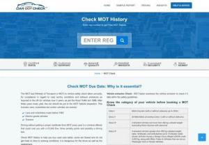 Check MOT History, Mot Status, Due Date | CarDotCheck - Enter car reg & get free MOT check to know the entire history of the vehicle. MOT due date, failure, and advisory list is revealed in an MOT history check.