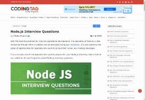 Latest nodejs interview questions answers - Node.js is known as the server-side scripting language built on JavaScript V8 Engine which is used to build scalable and reliable applications. learn about top Node.js Interview Questions and answers at Coding Tag
