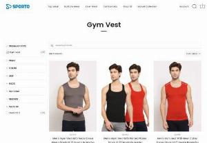 Gym Vest For Men | Sporto - Buy men\'s gym vests online at Sporto. We have a range of stylish and comfortable men\'s gym vests made from 100% cotton specially designed for the gym workout.