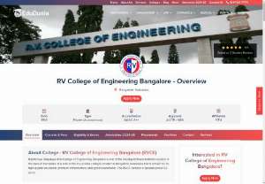 RV College Of Engineering, Bangalore - Admissions 2020 - RV College of Engineering, Bangalore  RVCE offers 35 courses across 3 major streams. Top Courses at RVCE Bangalore- BE/B.Tech, ME/M.Tech, MCA. Get the details of Cutoff, Placements, Fees, Admissions Process, Facilities and Contact!