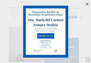CDMX Rheumatology - I am Dr. Mara del Carmen Zamora Medina with a specialty in Internal Medicine, Rheumatology and a Master in Autoimmune Diseases.

My goal is for you to have a healthier life, send me a message if you have any questions and we will schedule an appointment at my office in Mdica Sur, CDMX Rheumatology.