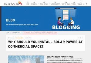 Solar Power Systems for Commercial Spaces - As solar is abundant and free, rooftop solar system is an asset to commercial spaces. Four Solar provides solar power systems in Hyderabad for commercial and corporate offices.