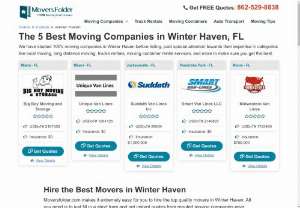 Movers in Winter Haven, FL for Cheap Moving Services - We have a Network of Professional Movers in Winter Haven, FL. Get Free Moving Quotes Without Any Obligation and Find the Cheap Moving Companies in Winter Haven Florida.