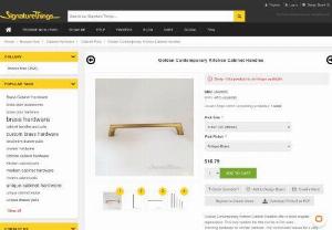 Modern Antique Brass Kitchen Cabinet Handles - Golden Contemporary Kitchen Cabinet Handles offer a more angular appearance. This very modern bar that comes in five sizes. Trending hardware for kitchen cabinets. The combination makes for a very discrete, extremely minimalist look.