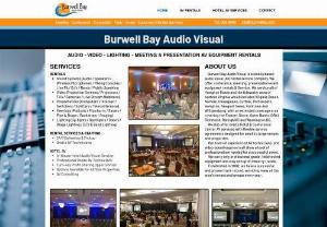 Burwell Bay Audio Visual - Audio Visual meeting and event equipment rentals in Virginia. Serving all of Hampton Roads VA,  Norfolk,  Chesapeake,  Virginia Beach,  Hampton,  Newport News,  Williamsburg,  Suffolk,  Yorktown,  Gloucester,  Poquoson and Richmond VA. PA System,  Projector,  Projection Screen,  Sound System,  Video Equipment,  Speaker,  Wireless Microphone,  Stage Lighting,  Pipe & Drape,  Podium,  Powerpoint Presentation; for,  conference,  Convention,  Wedding,  Business Meeting,  Reception,  Party Equipment 