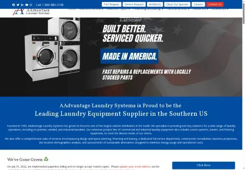 Screenshot of Largest Commercial Laundry Equipment Supplier In South US