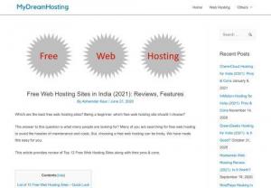 Best Free Web Hosting for Beginners in India 2020 - Many of you are searching for free web hosting to avoid the hassles of maintenance and costs. There are many web hosting companies that offer free web hosting in India for beginners who want to learn about web hosting and site-building and trying to improve their skills with free tools.