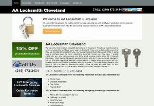 AA Locksmith Cleveland - Be it residential, commercial, or automotive or emergency, there isnt a security situation AA Locksmith Cleveland cant handle in the Cleveland OH area! We have over twenty five years of locksmith experience, so were ready to handle any locksmith situation you may find yourself in. Our customer satisfaction is unmatched and we\'re available at any time, 24/7, 365 days a year, and we will come to your residence or business in our mobile van!