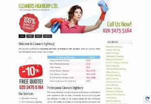 Cleaners Highbury Ltd. - Establish contact with Cleaners Highbury Ltd. if you are looking for a professional carpet cleaning service. Let us do the carpet cleaning for you to a very high standard and we assure you that you will love the outcome. We clean carpets of any type through the hot water extraction method. Place your trust in us.