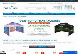 10x15 Pop Up Canopy Tents With Unlimited Graphics & Colors - Shop 10x15 Canopy Tents for your next trade show or outdoor/indoor event. We offer multiple sizes and styles including fully printed custom graphics. Order Online!