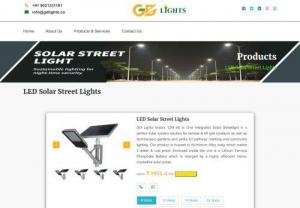 Best Solar LED Street lights | Manufacturer GD Lights Pune - GD Lights is Solar lights manufacturer in Pune with over 7years experience, produce solar street light, solar garden light, solar flood light, solar lawn light and solar wall light etc.