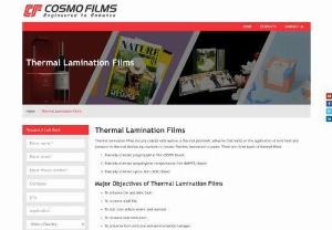 Thermal Lamination Films in South Africa - Cosmo Films is the best thermal lamination film manufacturer in South Africa,  produce BOPP and PET-based thermal films used to laminate book covers,  magazines,  and more.