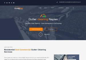 Clean Pro Gutter Cleaning Naples - Rain Gutter Cleaning for Naples, Florida Properties - Now\'s the perfect time to Get a FREE quote online and Give Your Rain gutters a little TLC with Help From Clean Pro Gutter Cleaning. Do the smart thing- Let a Pro address those blocked gutters!

Call Us : (239)329-9073