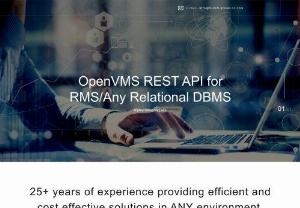 OpenVMS RMS / RDB Dynamic API - The Stirling & Young Group\'s OpenVMS RMS API is the first ever API designed to give your applications direct access to your RMS / RDB data files in real time. The SGCO API is a JSON-based RESTful API Installed on your VMS server which then listens for incoming JSON requests and then interacts with your RMS or RDB files...