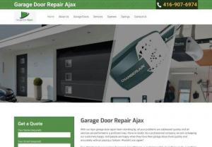 Garage Door Repair Ajax ON - Our company is the one you can rely on for instant and trouble-free garage door service. We have incredible technicians to help you with your concerns, may it be door noise reduction, cable or coil replacement, or weather stripping. We also are adept at rendering thorough tune-up services.