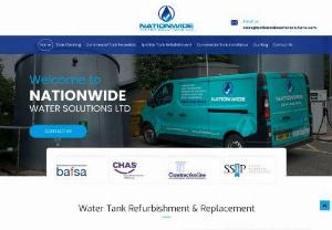 Water Tank Repair & Relining - At Nationwide Water Solutions Ltd,  we offer expert solutions for repairing,  relining,  and refurbishing all types of water storage tanks. Our services include EPDM Linings,  Butyl Linings,  and a wide range of associated products,  ensuring top-quality results for commercial and sprinkler storage tanks. With a nationwide service network,  we are the ultimate choice for all your water tank maintenance needs.