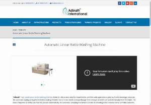 Automatic Linear Bottle Washing Machine - Adinath\