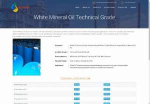 White Mineral Oil Technical Grade - White Mineral Oil Technical Grade is refined colourless & odourless paraffinic mineral oil uses in various industrial grade applications. This Oil is manufactured from high grade of paraffinic base oils. White Oils are biologically stable product with no tolerance level for pathogenic bacteria support. It is completely free from aromatic hydrocarbons and having high lubrication and insulation properties.
