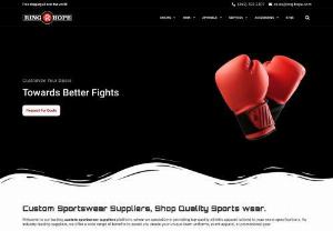 Ringhope | Custom Sports wear - Ringhope manufacture different types of boxing, apparel, combat, martial arts, fitness and sports products. Products manufactured by Ringhope mainly used in cross-training, mixed martial arts, boxing, muay Thai, Brazilian jiu-jitsu, and karate. This brand name operates its service in all over the world. You can get products at a reasonable price at your doorstep. You can contact Ringhope using contact number, email address, and live chat. The representative of this brand does their best to...