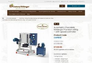Automatic Chocolate Melanger Premium 40Kg | Century Melanger - Century Melanger produces 40Kgs chocolate machine with salient features like Automatic Tilting,  Pneumatic Pressure Adjustment,  Speed Controller and Timer.