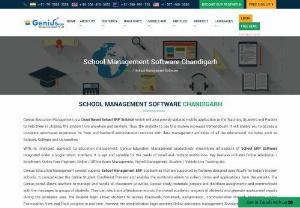 Education Management System Chandigarh - With its intelligent approach to education management, Genius Education Management productively streamlines all aspects of School ERP Software integrated under a single robust interface. It is apt and suitable for the needs of small and midsize institutions. Key features includes Online Admission / Enrollment, Online Fees Payment, Online / Offline Exam Management, Payroll Management, Student / Vehicle Live Tracking etc.