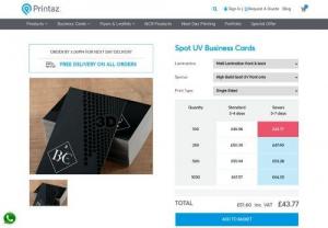 Spot UV Business Card Printing - Spot UV Business Cards, are also known as Embossed business cards. Create a look and feel that's different from the norm with Printaz