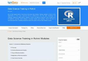 Data Science Training in Rohini - IgmGuru offers one of the Best Data Science Training in Rohini. Data Science Course in Rohini has been designed after consulting some of the best professionals in the industry. The reason we have done this is because we wanted to embed the topics and techniques which are practiced in the industry, conduct them with the help of pedagogy which is followed across universities - kind of practical data science with R implementation. In doing so, we prepare our learners to learn data science with R...