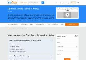 Machine Learning Training Course in Kharadi - IgmGuru offers one of the best Machine Learning Training in Kharadi. Machine Learning Course in Kharadi has been curated after consulting people from the industry and academia.