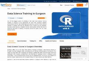 Data Science Training in Gurgaon - IgmGuru offers one of the Best Data Science Training in Gurgaon. Data Science Course in Gurgaon has been designed after consulting some of the best professionals in the industry. The reason we have done this is because we wanted to embed the topics and techniques which are practiced in the industry, conduct them with the help of pedagogy which is followed across universities - kind of practical data science with R implementation. In doing so, we prepare our learners to learn data science with R