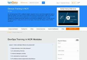 Devops Training in NCR - IgmGuru offers one of the best DevOps training in NCR. Devops Course in NCR is designed as per the latest Devops tools like Docker