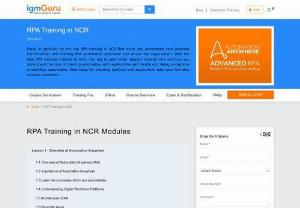 RPA Training in NCR - IgmGuru offers one the best RPA Training in NCR. The RPA Course in NCR by IgmGuru is planned to assist users in dynamic learning about Robotic Process Automation.