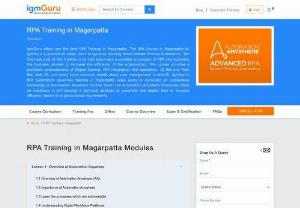 RPA Training in Magarpatta - IgmGuru offers one the best RPA Training in Magarpatta. The RPA Course in Magarpatta by IgmGuru is planned to assist users in dynamic learning about Robotic Process Automation.