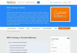 RPA Training in Kolkata - IgmGuru offers one the best RPA Training in Kolkata. The RPA Course in Kolkata by IgmGuru is planned to assist users in dynamic learning about Robotic Process Automation.