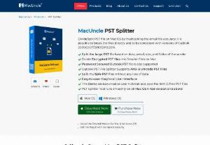 PST Splitter Tool for Mac OS X - PST Splitter for Mac OS to oversized .pst files to smaller parts without losing any email data. The tool is compatible with all the latest versions of Mac above 10.8 Mountain Lion.