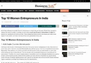 Screenshot of Top 10 Women Entrepreneurs In India.