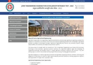 B.Tech in Agricultural Engineering Scholarship | Agricultural Scholarship - Get upto 100% Scholarship for B.Tech in Agricultural Engineering. Scholarship examination for the students, who are aspiring to study in Agricultural Engineering.