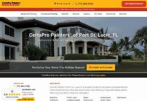 CertaPro Painters� of Port St. Lucie, FL - CertaPro Painters� of Port St. Lucie, FL is a residential painting contractor, providing interior and exterior painting services to customers. We bring a level of professionalism and customer service not commonly found in the trades. To find out for yourself why we are the most trusted and referred painting company, give us a call and set up your free, detailed, in-home painting estimate appointment.