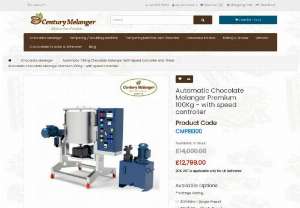 Automatic Chocolate Melanger Premium 100Kg | Century Melanger - Century Melanger manufactures 100 kgs chocolate machines with special features like automotive tilting, pressure adjustment, speed controller and timer.