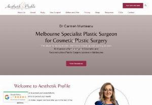 Dr Carmen Munteanu - Dr Carmen Munteanu provides consultations and performs surgery at a variety of private hospitals throughout Victoria. Her expertise includes body reshaping, breast augmentation, breast reduction, facial cosmetic surgery, as well as non-surgical options such as botox injection, hyaluronic acid and polylactic acid fillers, and hand reconstructive surgery.