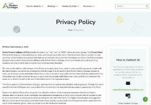 Online Privacy Policy Agreement - Online Masters Colleges (OMC) values its users' privacy. This Privacy Policy (