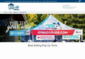 GET CUSTOM POP UP TENTS ONLINE - CustomPopUpTents is the best place you can go to get your own custom canopy tent. Attract visitors to your business with a fully customized display. Our custom pop-up tents are printed with the highest quality sublimation printing. This will give your display the brightest colors and the best durability. Our sublimation printing soaks directly into the tent canvas, meaning your images will never crack, fade, or peel even in the harshest conditions.