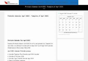 Printable Calendar April 2021 - Download or customize Printable Monthly Calendar 2021. Edit and print free printable April 2021 calendars. Get April 2021 calendar Template easily in Word, Excel, PNG & PDF. Get Free printable April 2021 Planner in multiple styles