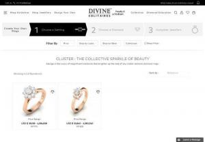 Buy Cluster Solitaire Rings Online @ Rs 30000 - Divine Solitaires - Get Perfect Cluster Solitaire Ring For You Online at Divine Solitaires in the Best Price Range, Check Out Our Cluster Diamond Ring Collection In various solitaire settings like cut, color, clarity, and carat along with 18kt Yellow, Rose, and in White Gold.