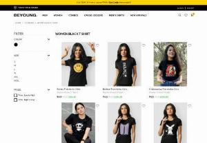 Shop Black T shirt for Women Online in India - You can not only find good quality black t shirt for women at an affordable price but also we offer much different printing on a t-shirt which enhances the living standard of users with free shipping as well COD available in India.