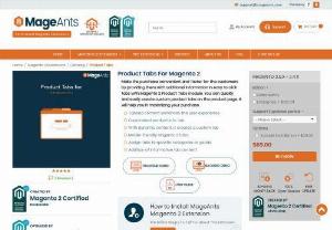 Magento 2 Product Tabs - Magento 2 Product Tabs extension provides some extra product information in customer tabs on the product detail page.