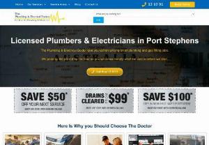 Plumber in Port Stephens - Need Plumber in Port Stephens for your emergency plumbing & electrical work? We are expert of all plumbing issues like blocked drains, leaks tap, hot water systems, pipes burst, water heater supply & install, air conditioning, Spa, pools, gas fitting and more call the plumbing & electrical doctor open all weekends 24/7 Dial 13 10 91